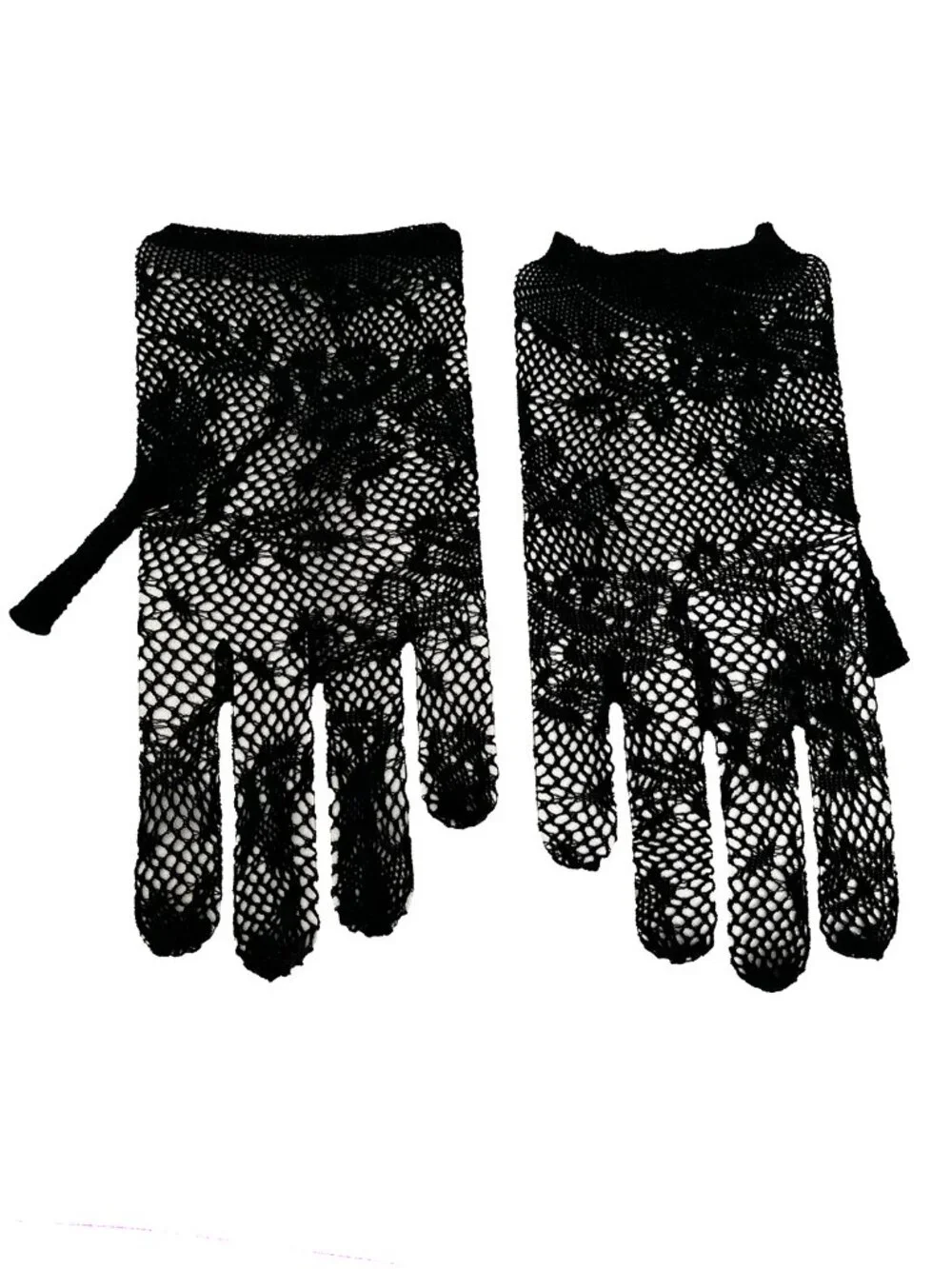 Black Lace Fingerless Gloves – Sheer Stretch – Festival / Costume Style